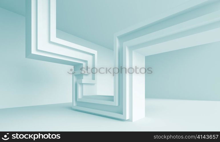 3d Illustration of Blue Modern Architecture Background