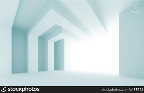 3d Illustration of Blue Modern Architecture Background