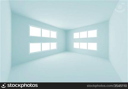 3d Illustration of Blue Modern Empty Room