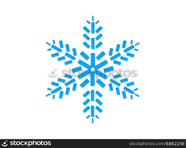 3d illustration of blue snowflake isolated over white