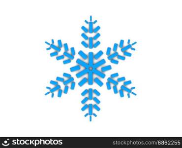 3d illustration of blue snowflake symbol over white background