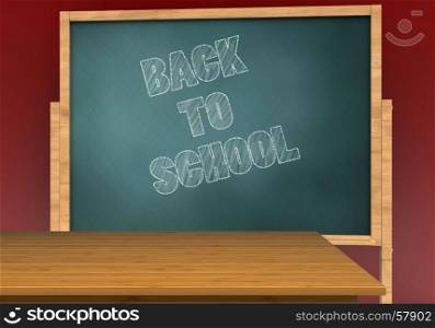 3d illustration of board with back to school text and. 3d back to school