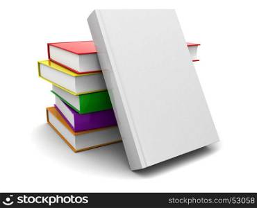 3d illustration of books stack over white background