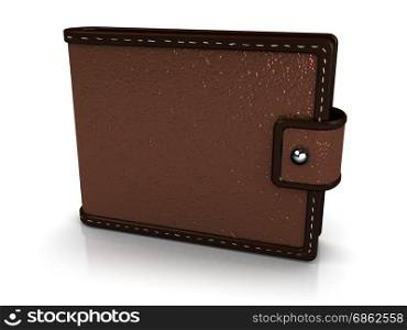 3d illustration of brown leather wallet over white background