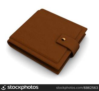 3d illustration of brown leather wallet over white background