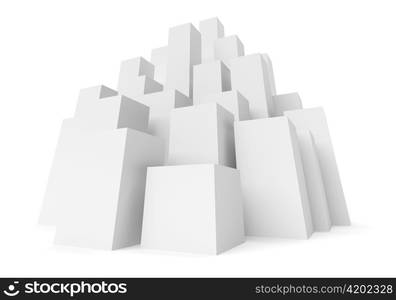 3d Illustration of Buildings Isolated on White Background