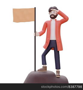 3D illustration of business man looking for goals. , isolated on white background. Workplace concept.