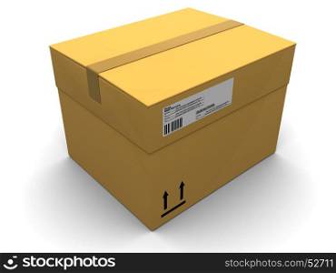 3d illustration of carton post box over white background