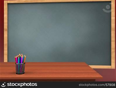 3d illustration of chalkboard with and. 3d chalkboard