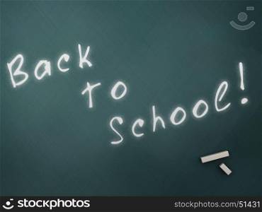 3d illustration of chalkboard with 'back to school' sign, closeup