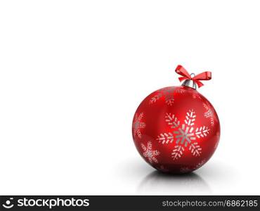 3d illustration of christmas background or simple card, with red glass ball