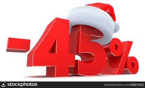3d illustration of Christmas sale 45 percent discount