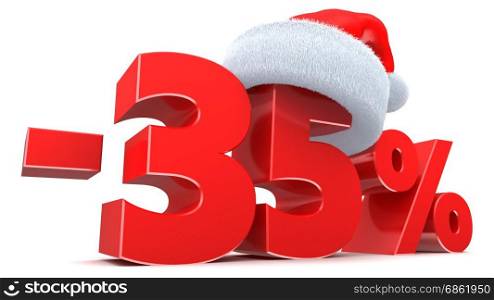 3d illustration of Christmas sale discount 35 percent