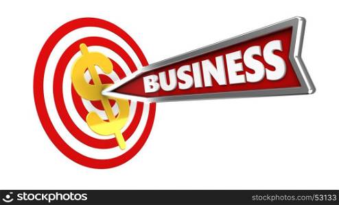 3d illustration of circles target with business arrow and dollar sign over white background