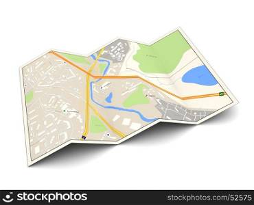 3d illustration of city map over white background