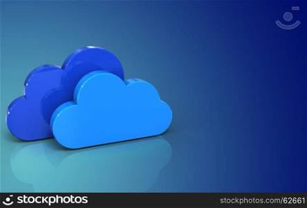 3d illustration of clouds over blue gradient background. 3d clouds blank