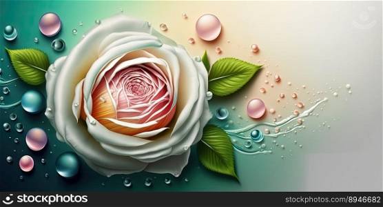 3D Illustration of Colorful Rose Flower Blooming