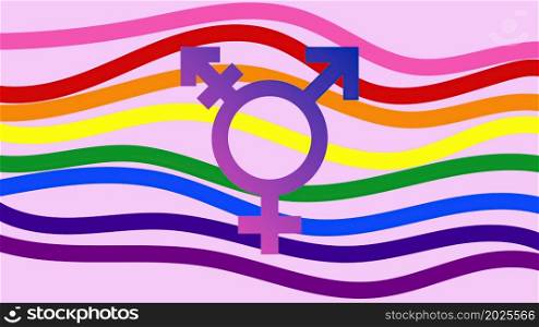 3d illustration of colors LGBT community and sign of transgender