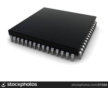 3d illustration of computer chip over white background