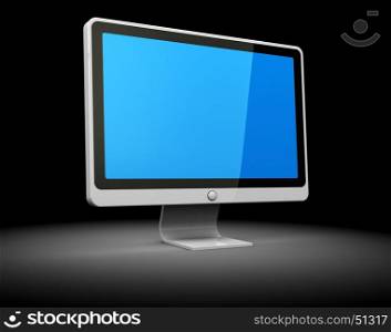 3d illustration of computer monitor over dark background