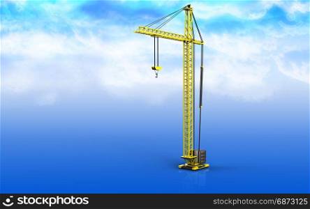 3d illustration of crane over sky background. 3d blank