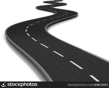 3d illustration of curved road over white background