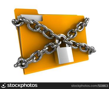 3d illustration of documetns folder locked by chains