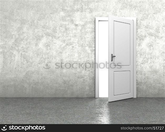 3d illustration of door in concrete wall