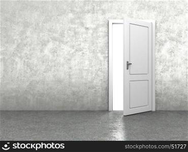 3d illustration of door in concrete wall