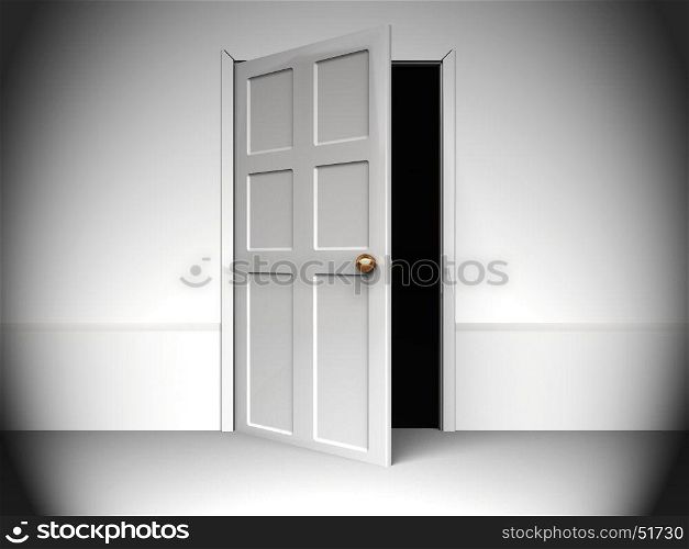 3d illustration of door opened to dark room