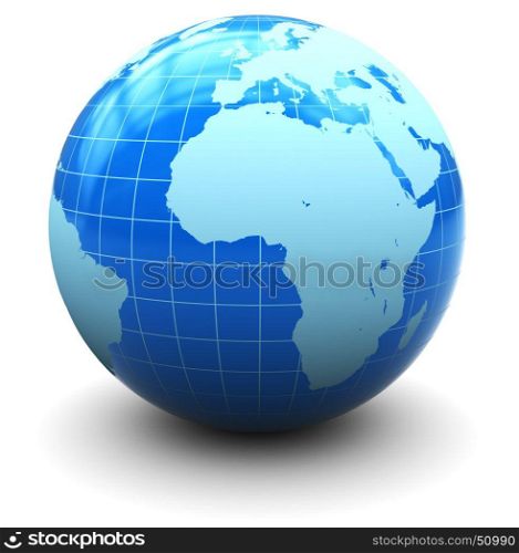 3d illustration of earth globe over white background