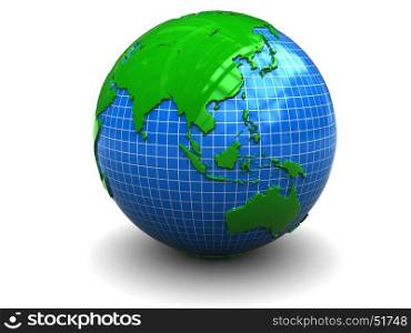 3d illustration of earth globe over white background