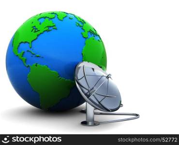 3d illustration of earth globe with radio-aerial connected
