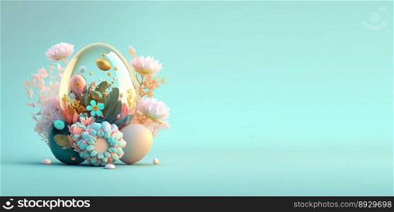 3D Illustration of Easter Eggs and Flowers with a Fantasy Theme