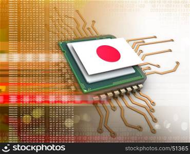 3d illustration of electronic board over white background with Japan flag