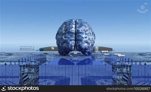 3d illustration of electronic brain