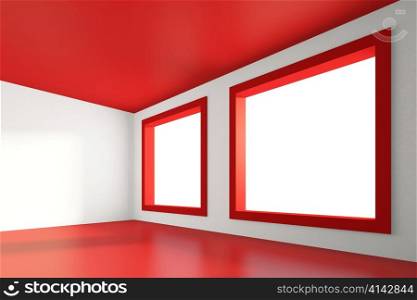 3d Illustration of Empty Red Room