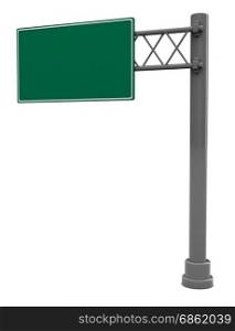 3d illustration of empty road sign isolated over white background