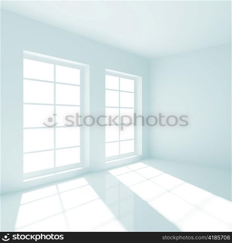 3d Illustration of Empty Room with Windows