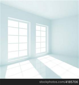3d Illustration of Empty Room with Windows