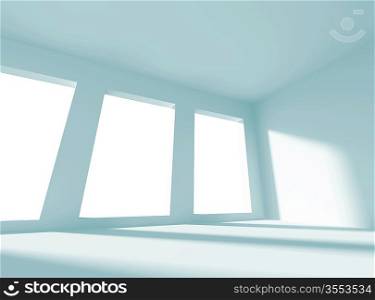 3D Illustration of Empty White Room