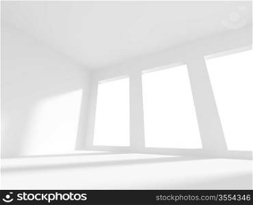 3D Illustration of Empty White Room