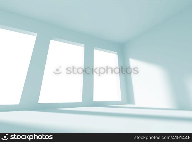3D Illustration of Empty White Room Background