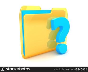 3d illustration of folder icon with question mark. question folder icon