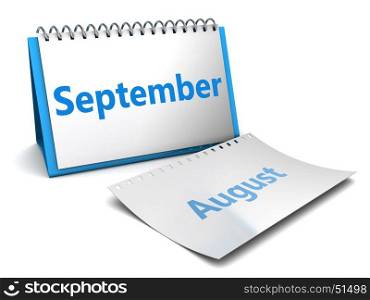 3d illustration of folding calendar with september month page