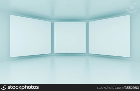 3d Illustration of Gallery Interior or White Screens
