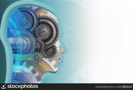 3d illustration of gear wheels over white background with gears. 3d gear wheels