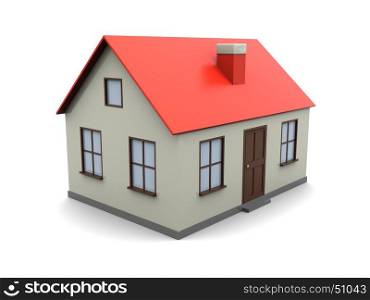 3d illustration of generic house model over white background