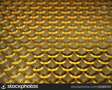 3D illustration of gold coins scale abstract background