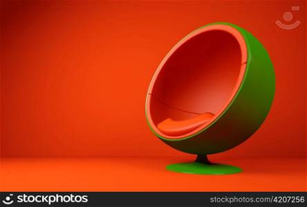 3d Illustration of Green Chair on Red Background